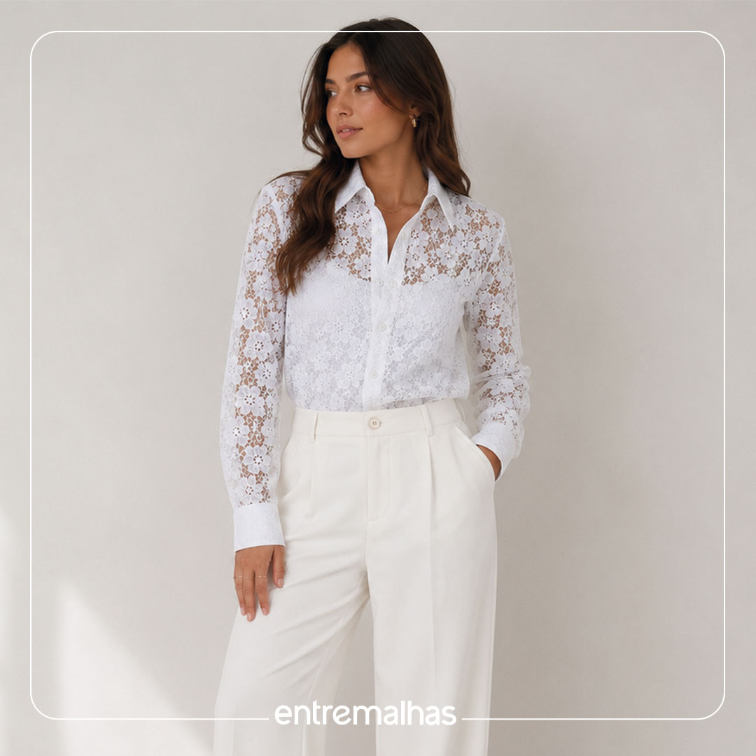 Tecido Renda Rope Lace - Branco Ref.: 814274