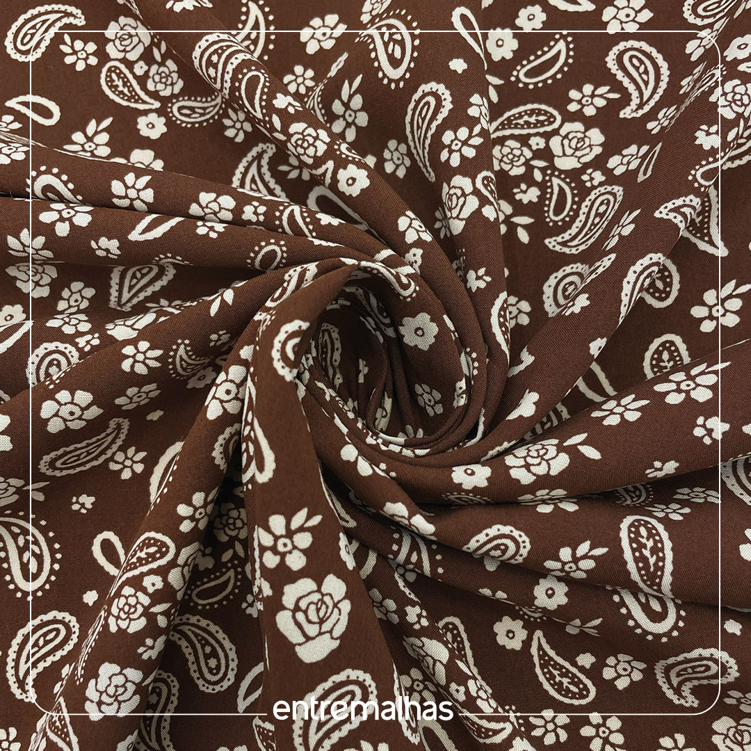 Tecido Viscose Estampada - Marrom Ref.:859317