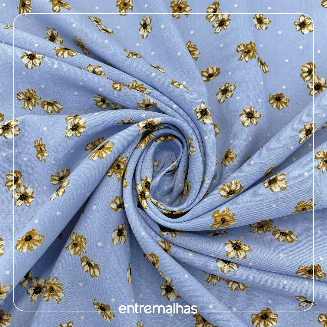 Tecido Viscose Estampada - Azul Ref.:859317