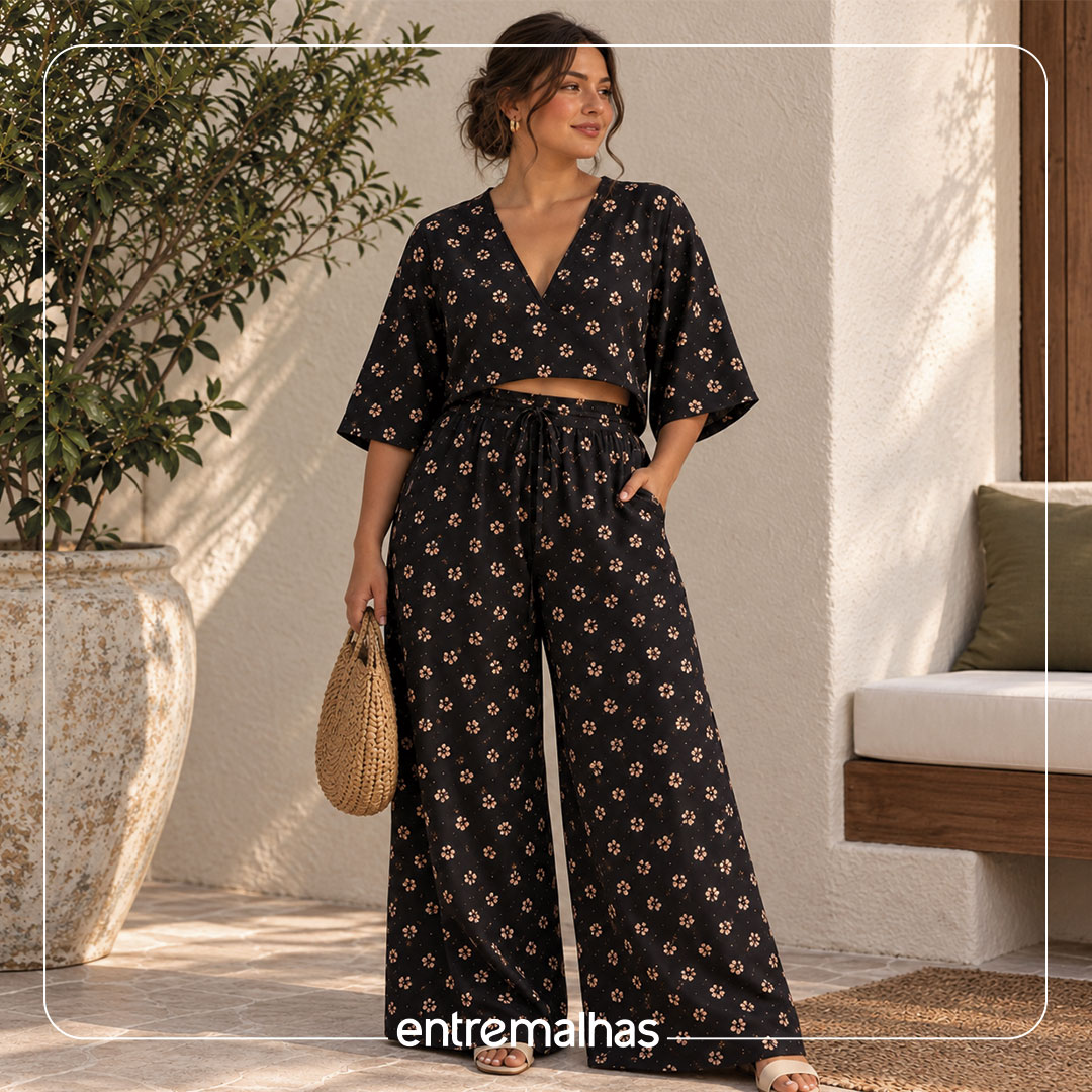Tecido Viscose Estampada - Marrom Ref.:859317
