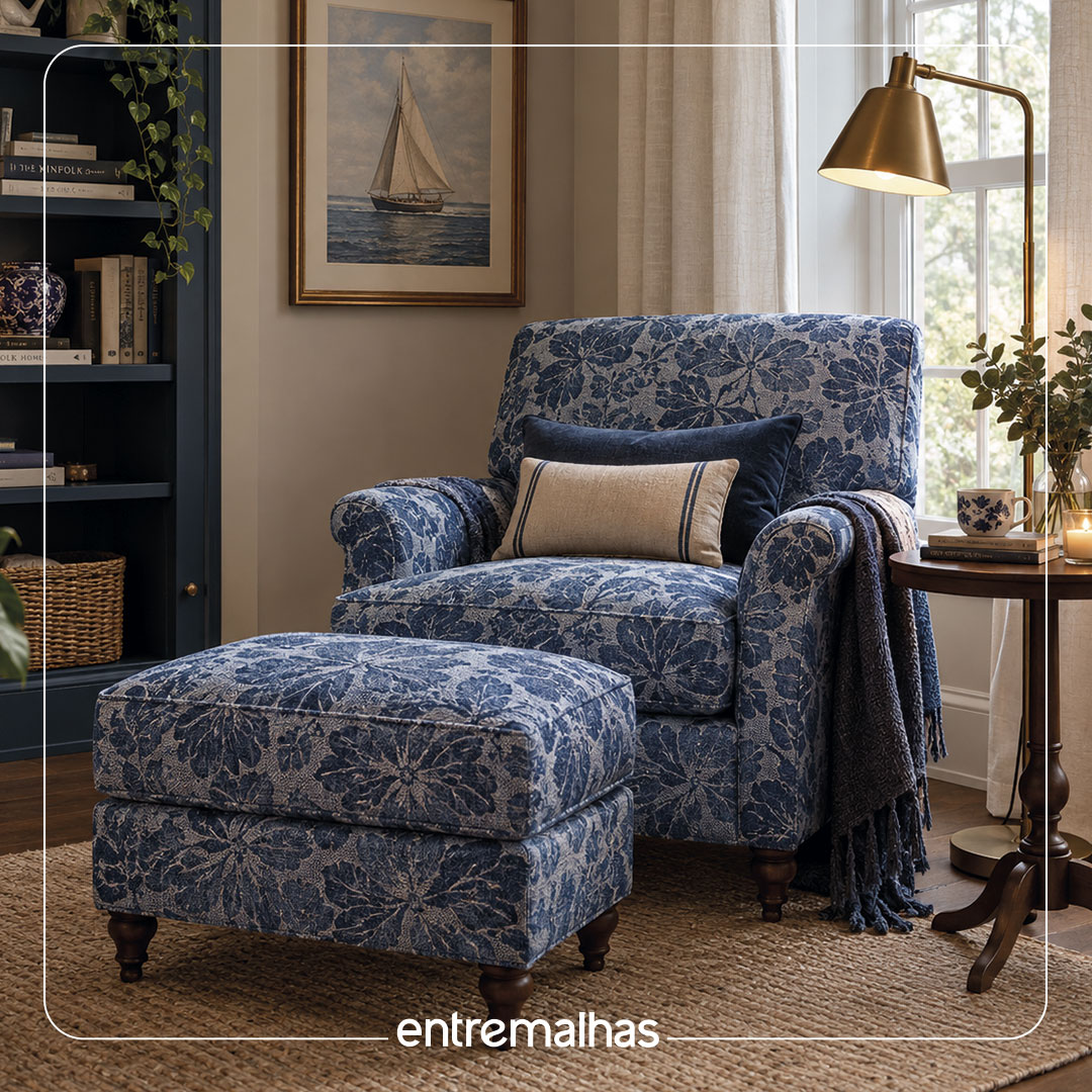Tecido Jacquard Elysee Estampada - Azul Ref.:860113