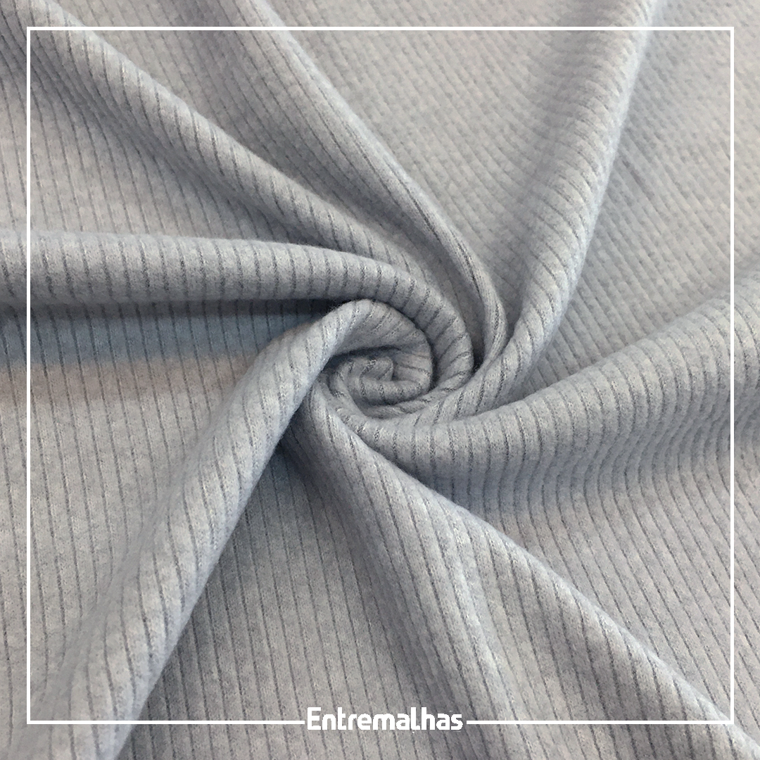 Malha Canelado Tricot Flanel Cinza