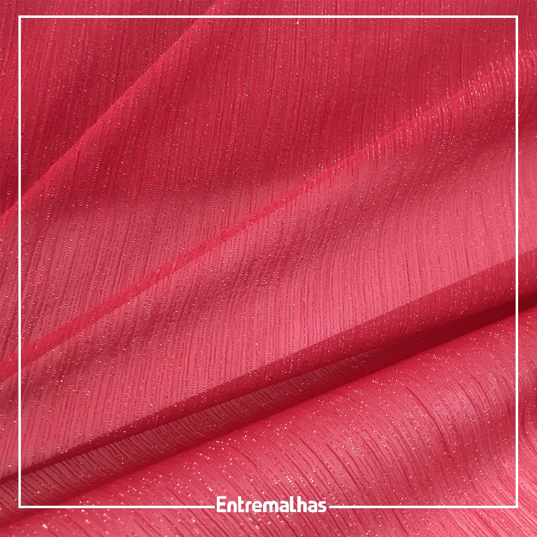 Tecido Crepe Chiffon Yoryu Lurex Vermelho