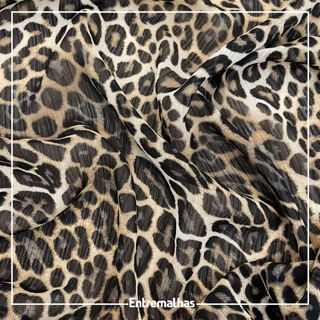 Tecido Crepe Chiffon Yoryu Estampado Múltiplas Cores, Animal Print