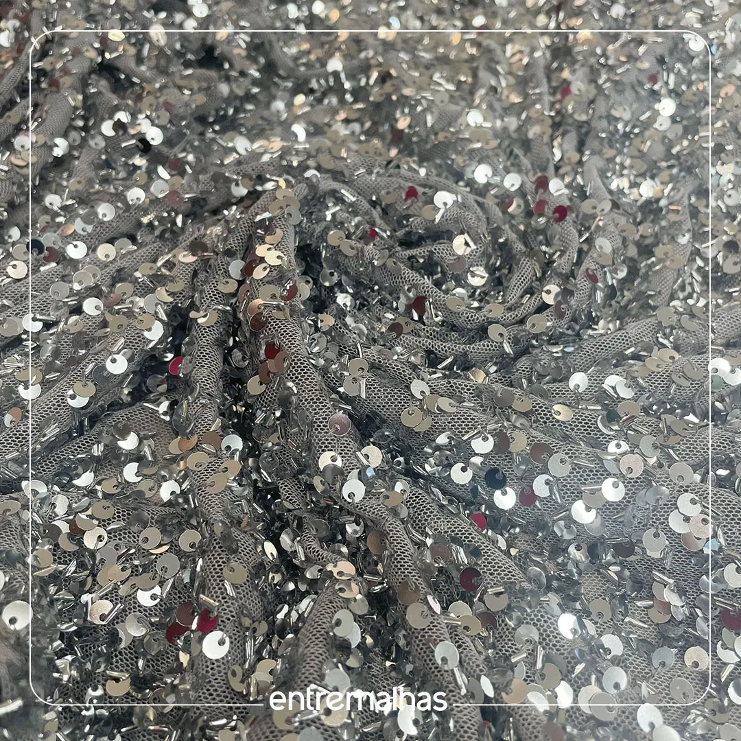 Tecido Paetê Glam Prata