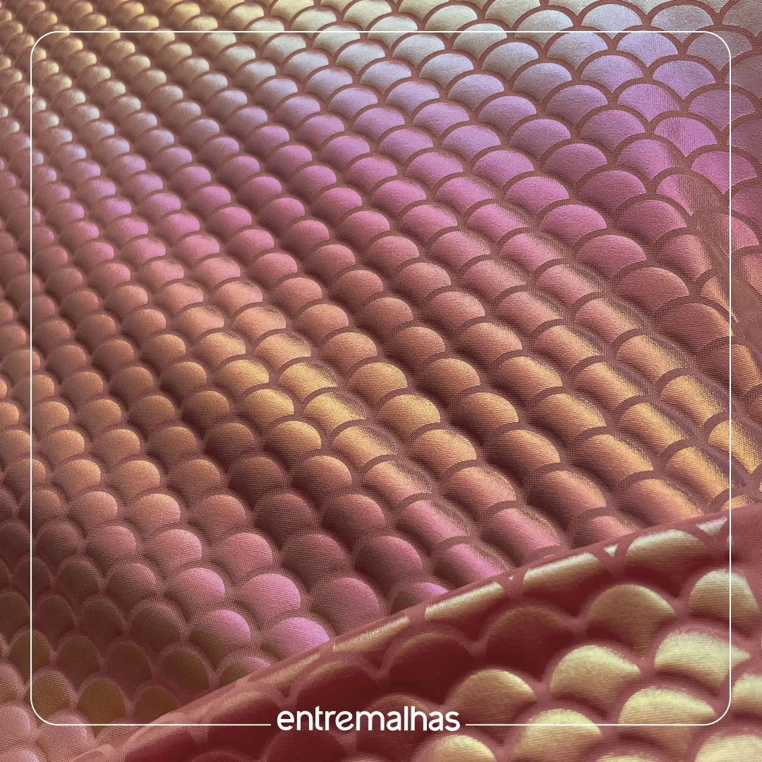 Malha holográfica sereia – Tecido Malha Holográfica- Rosa