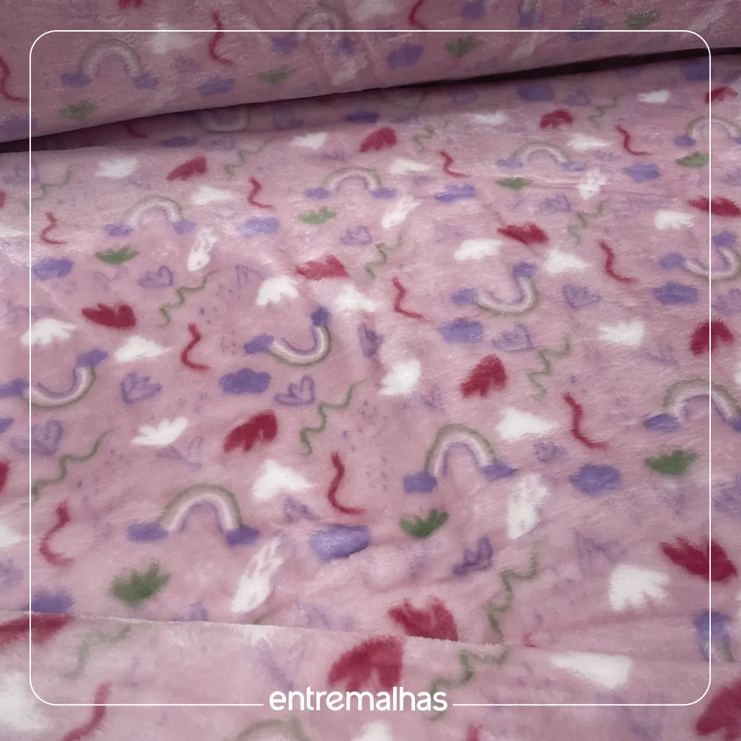 Malha Fleece Estampado Rosa, foto 1 de 2