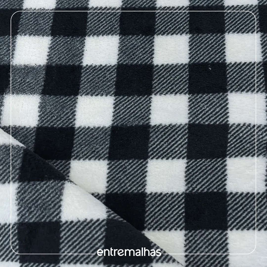 Malha Fleece Xadrez Estampado