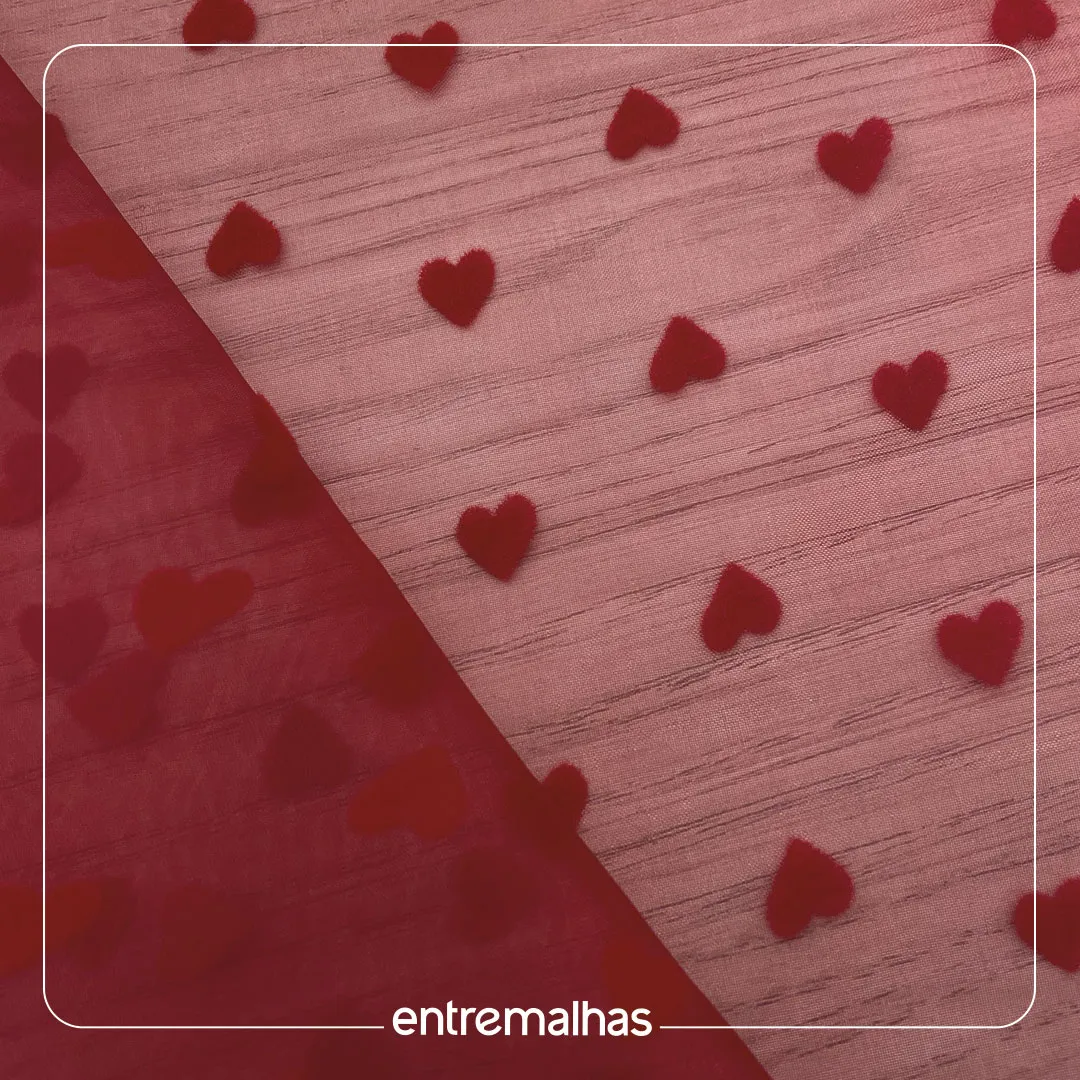 Tecido Organza Flocking -  Vermelho